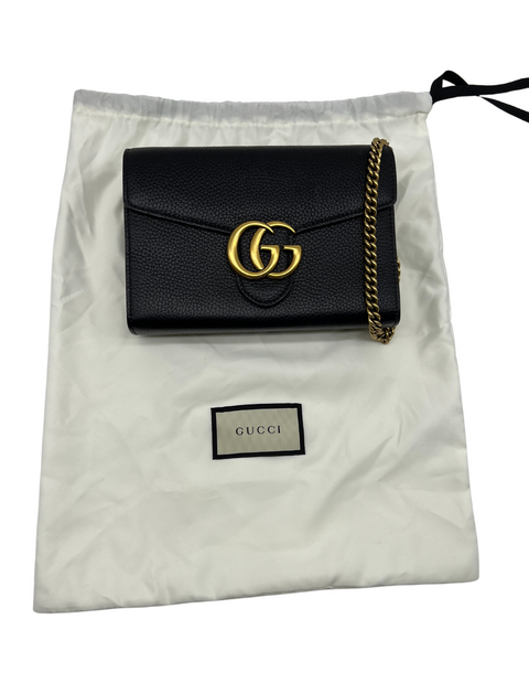 Gucci Black Mini GG Marmont Chain Shoulder Bag