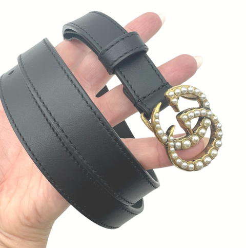 Gucci GG Marmont Belt with Pearls