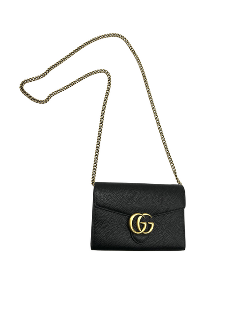 Gucci Black Mini GG Marmont Chain Shoulder Bag