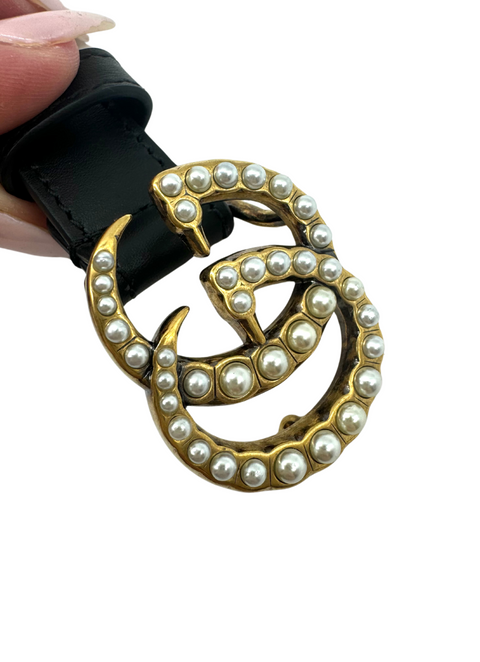 Gucci GG Marmont Belt with Pearls