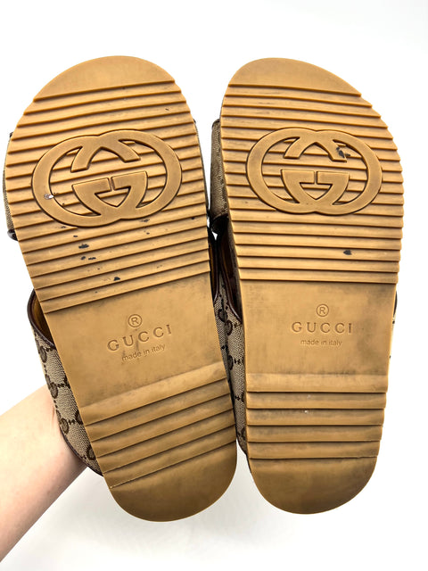 Gucci Unisex Canvas Cross-Over Slides