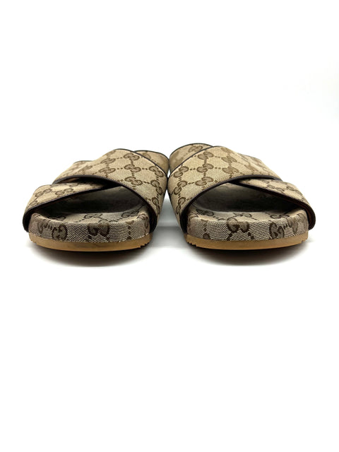 Gucci Unisex Canvas Cross-Over Slides