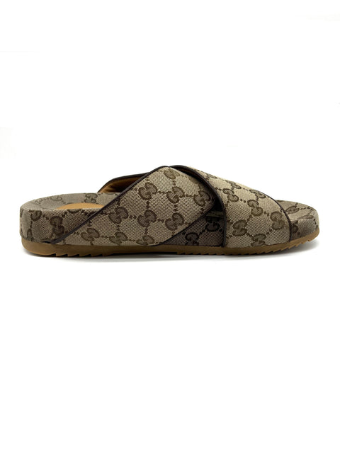 Gucci Unisex Canvas Cross-Over Slides