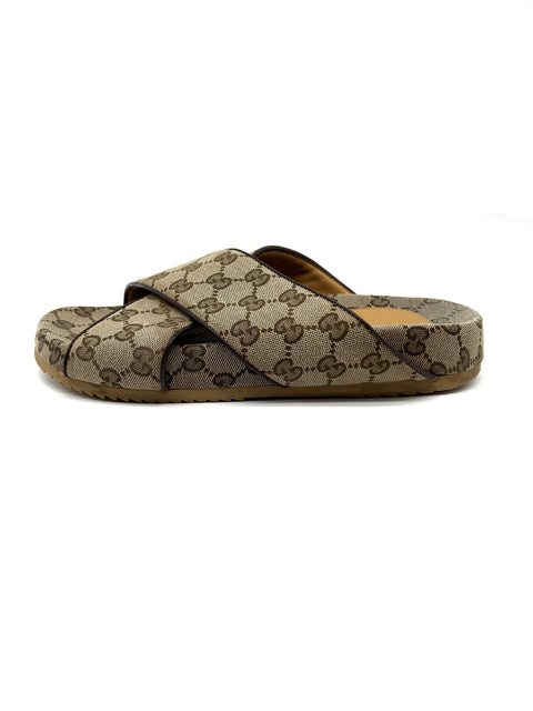 Gucci Unisex Canvas Cross-Over Slides