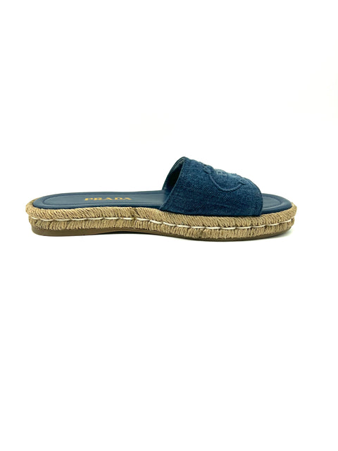 Prada Denim Espadrille Slides