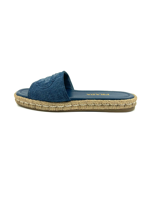 Prada Denim Espadrille Slides