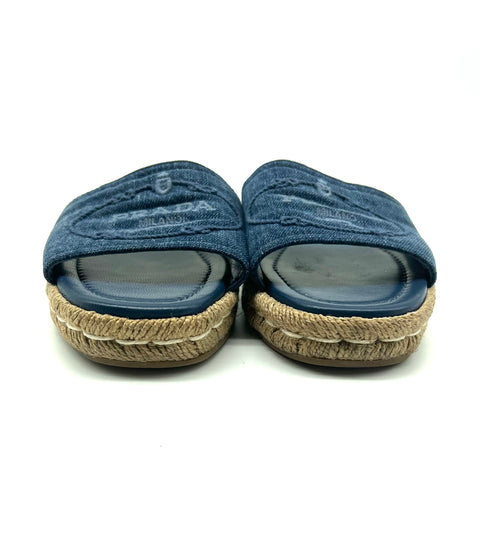 Prada Denim Espadrille Slides