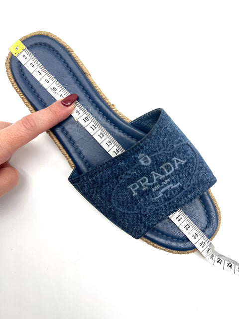 Prada Denim Espadrille Slides