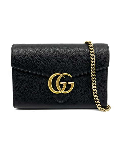 Gucci Black Mini GG Marmont Chain Shoulder Bag