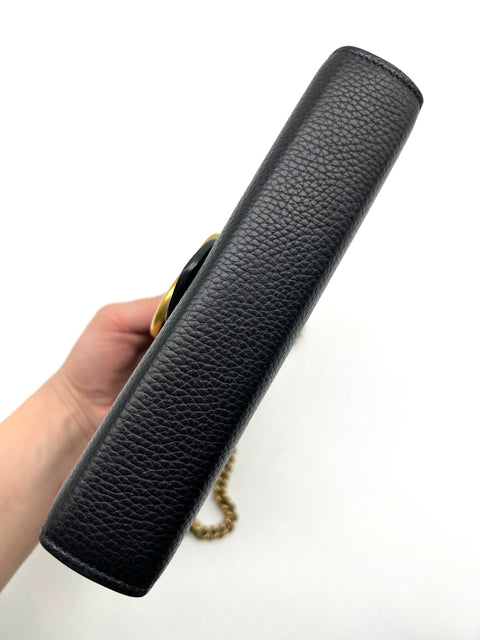 Gucci Black Mini GG Marmont Chain Shoulder Bag