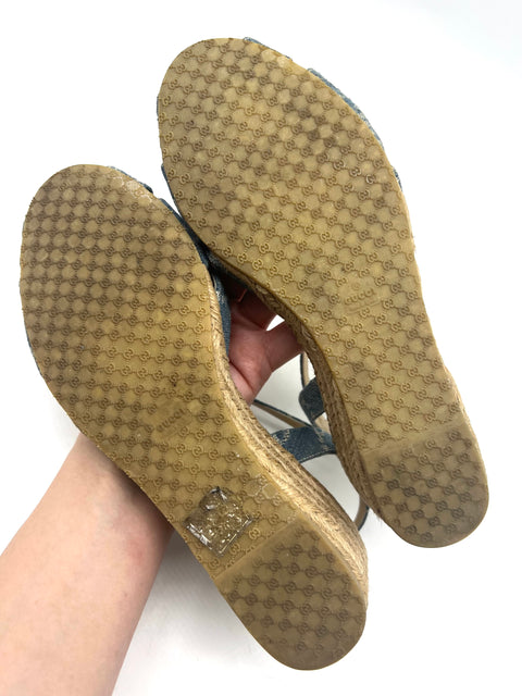 Gucci Denim Wedge Strap Sandals
