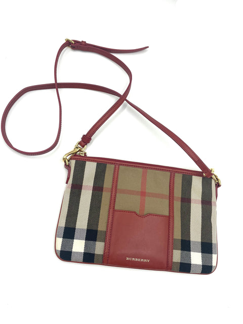 Burberry House Check Leather Trim Crossbody Bag