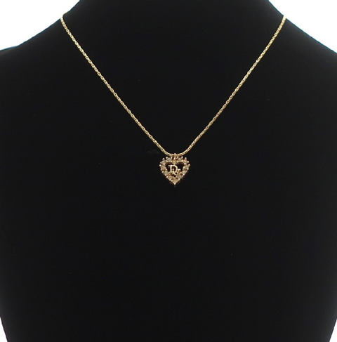 Christian Dior Rhinestone Heart Necklace