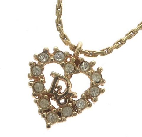 Christian Dior Rhinestone Heart Necklace