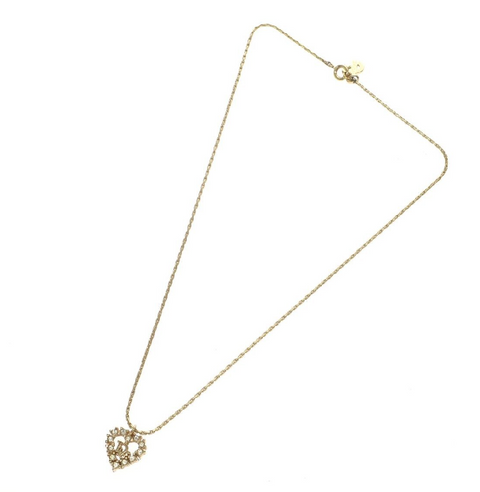 Christian Dior Rhinestone Heart Necklace
