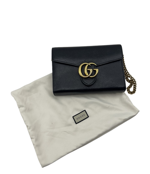 Gucci Black Mini GG Marmont Chain Shoulder Bag