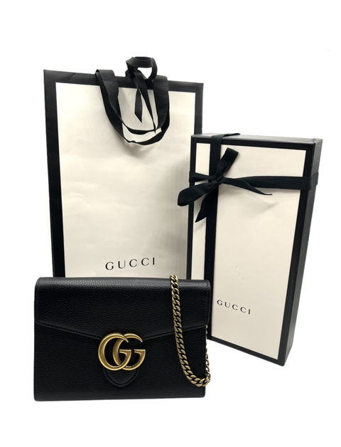 Gucci Black Mini GG Marmont Chain Shoulder Bag