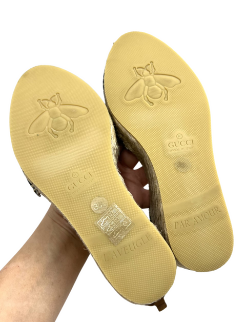Gucci GG Denim Wedge Espadrilles
