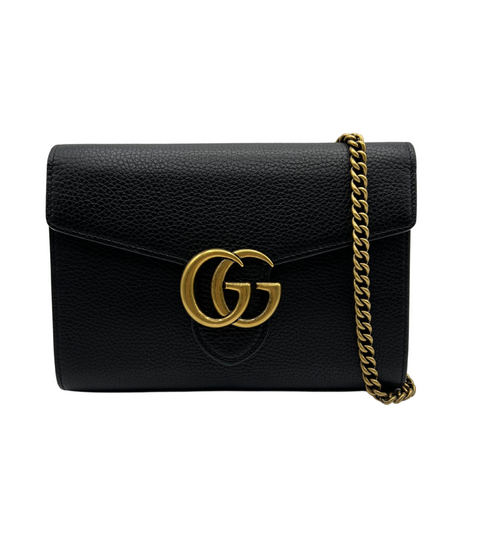 Gucci Black Mini GG Marmont Chain Shoulder Bag