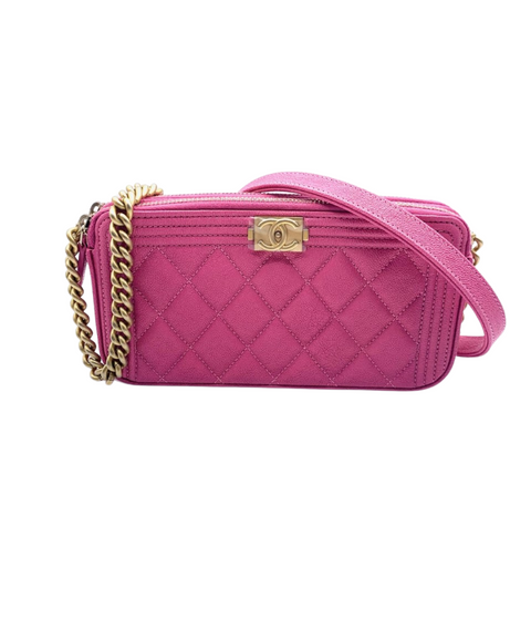 Chanel Boy Double Zip Clutch with Chain Bag