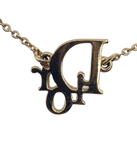 Christian Dior Logo Rhinestone Necklace
