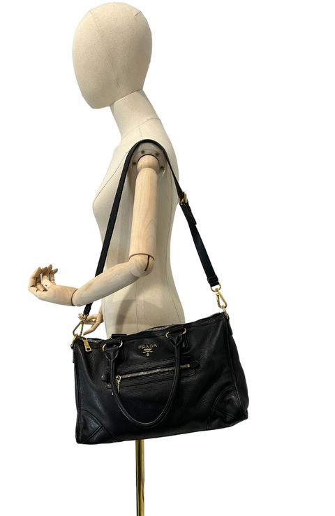 Prada Black Leather Shoulder Bag
