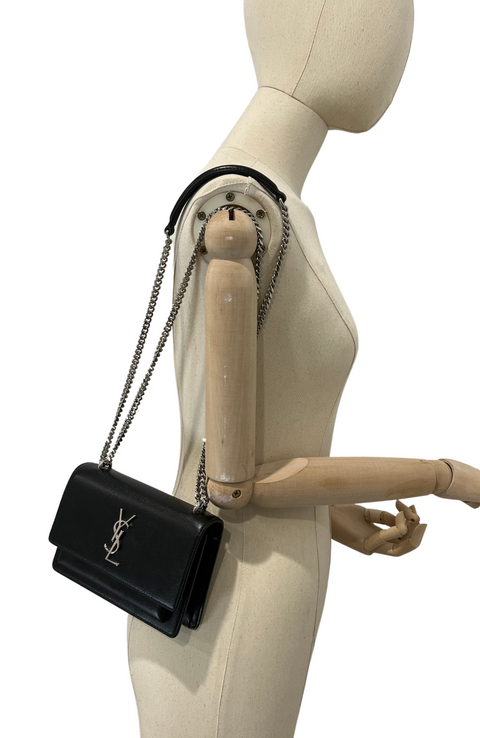 Saint Laurent Sunset Chain Wallet Black