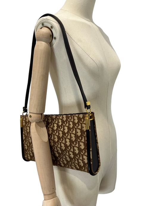Christian Dior Vintage Trotter Shoulder Bag Beige