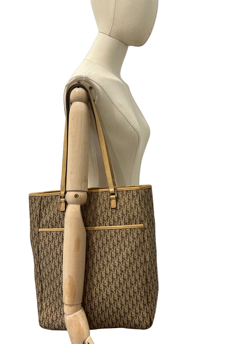 Christian Dior Trotter Canvas and Leather Tote Bag