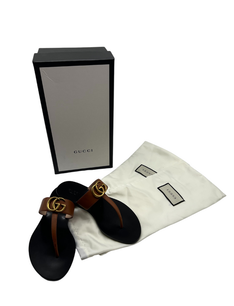Gucci Leather Thong Sandal With Double G