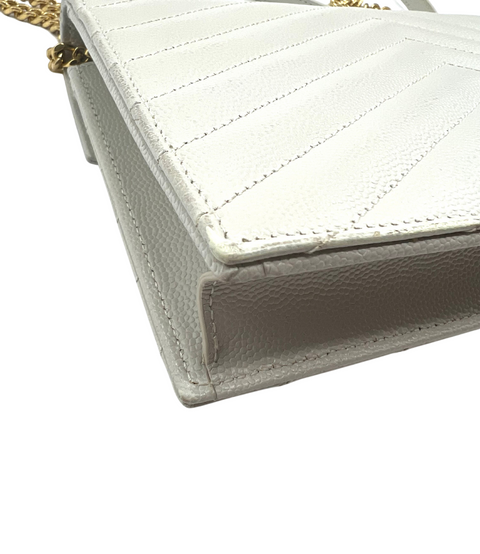 Saint Laurent Envelope Chain Wallet in Cream