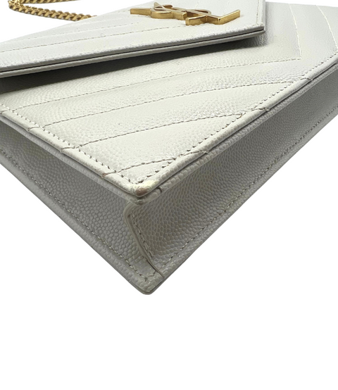Saint Laurent Envelope Chain Wallet in Cream