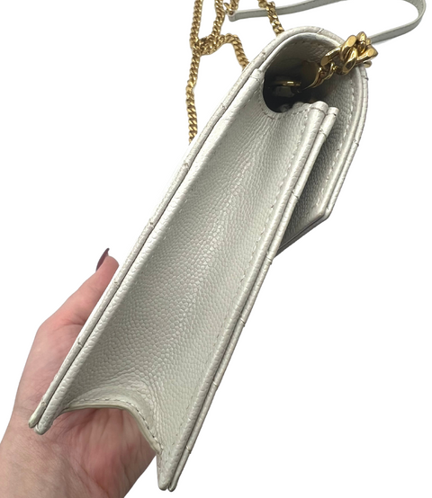 Saint Laurent Envelope Chain Wallet in Cream