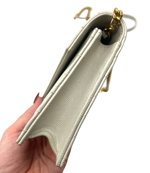 Saint Laurent Envelope Chain Wallet in Cream