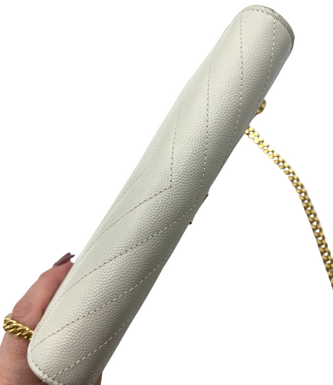 Saint Laurent Envelope Chain Wallet in Cream
