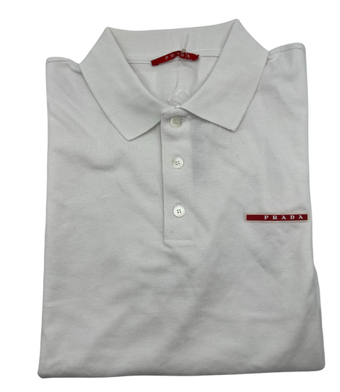 Prada Men's Pique White Polo Shirt