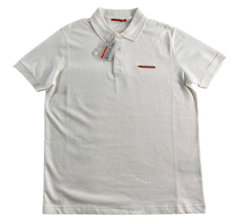 Prada Men's Pique White Polo Shirt
