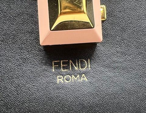 Fendi Black Leather Scalloped Kan I Shoulder Bag