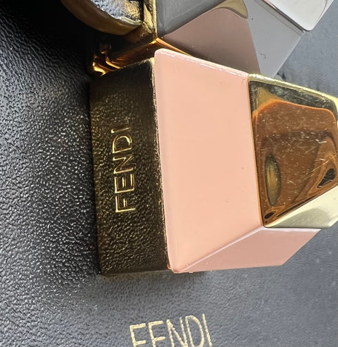 Fendi Black Leather Scalloped Kan I Shoulder Bag