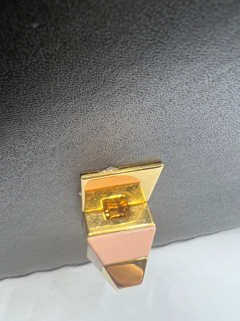 Fendi Black Leather Scalloped Kan I Shoulder Bag