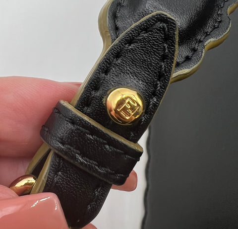 Fendi Black Leather Scalloped Kan I Shoulder Bag