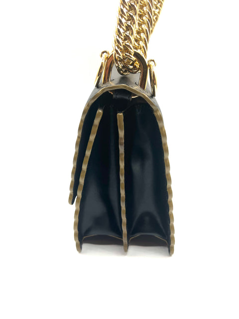 Fendi Black Leather Scalloped Kan I Shoulder Bag