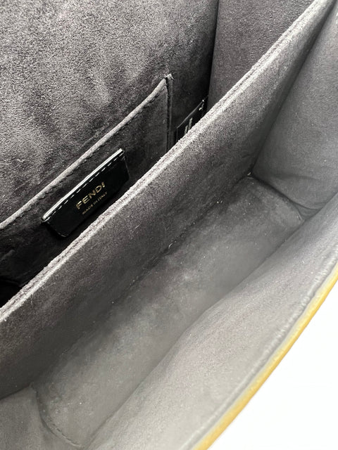 Fendi Black Leather Scalloped Kan I Shoulder Bag