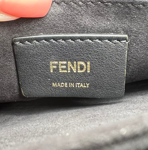 Fendi Black Leather Scalloped Kan I Shoulder Bag