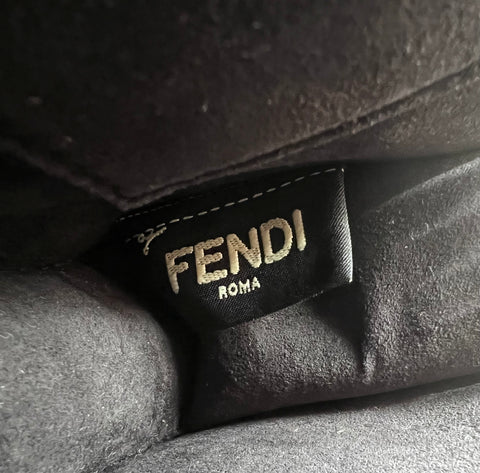 Fendi Black Leather Scalloped Kan I Shoulder Bag