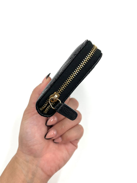 Chanel Black Caviar Leather Zip Around Wallet