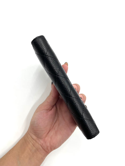 Chanel Black Caviar Leather Zip Around Wallet