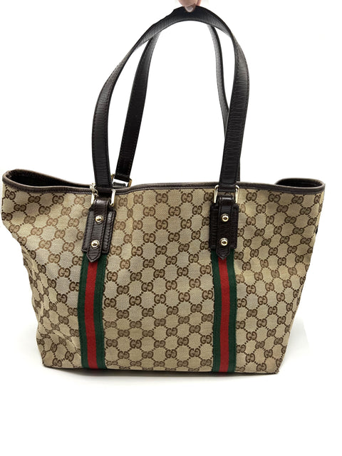 Gucci Canvas and Leather Tote Bag with Charms