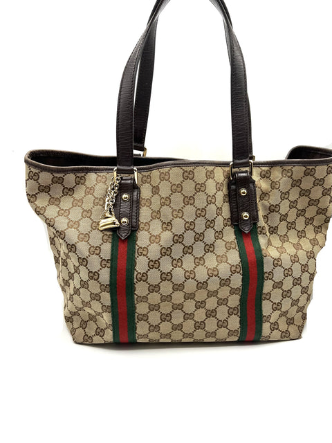 Gucci Canvas and Leather Tote Bag with Charms