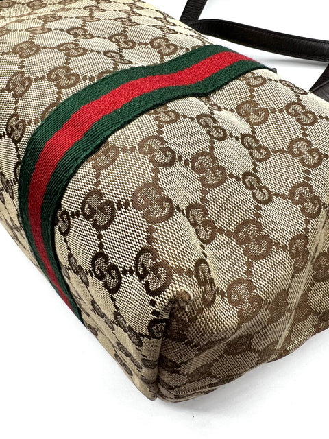 Gucci Canvas and Leather Tote Bag with Charms